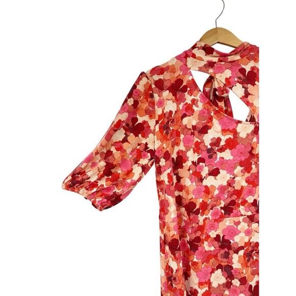 Eloquii High Neck Retro Style Colorful Floral Stretch Midi Dress Mod Womens 14 - Picture 2 of 9